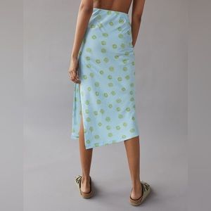 Urban Outfitters Edy Satin Printed Midi Skirt Side Split Sz M